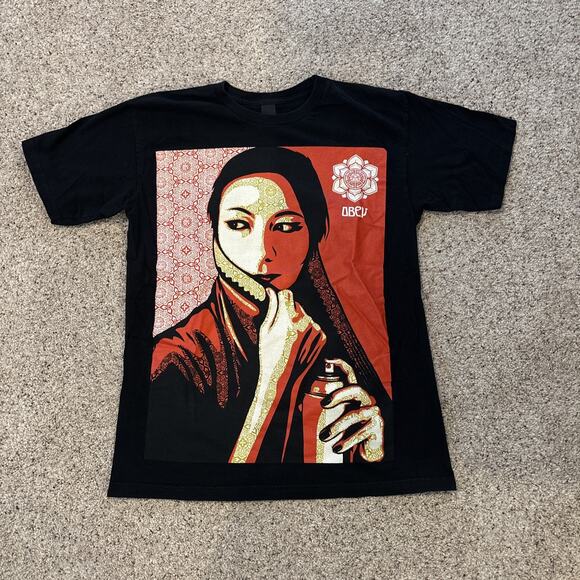 Obey Mens T Shirt Men’s Size Medium Peace Woman Graphic Streetwear Skate Black - Picture 1 of 5